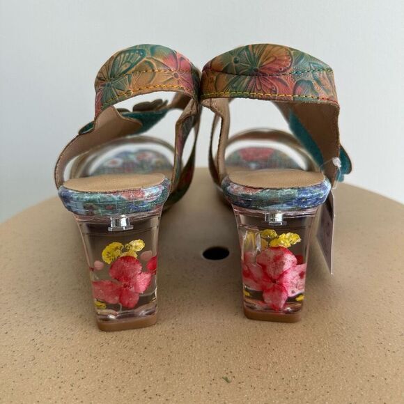 Spring Step L’ Artiste Women’s Casbelle Dried Flower Lucite Black Heel Sandal - Picture 7 of 10